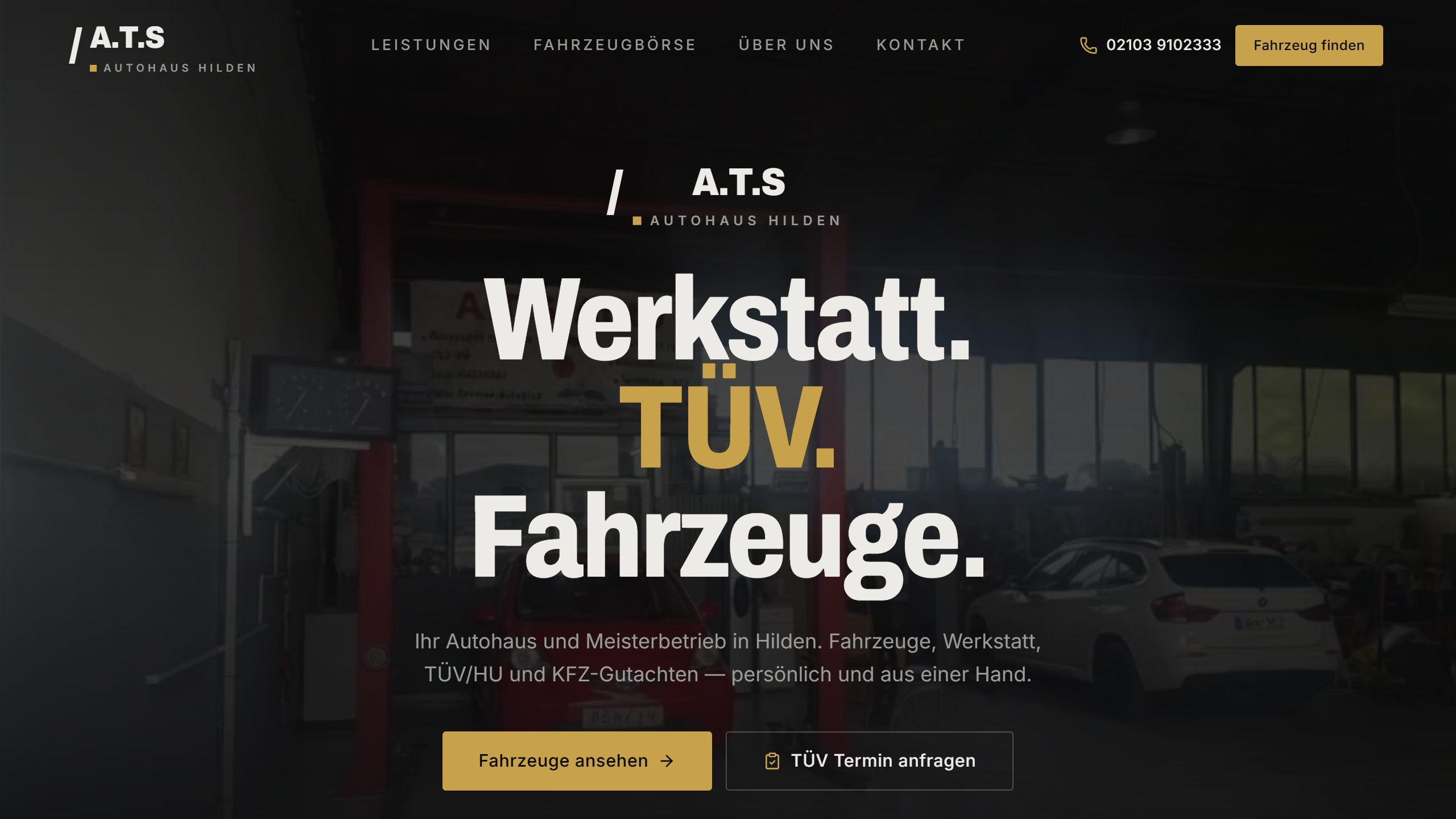 Live-Website von A.T.S Autohaus Hilden (ats-autohaus.de), umgesetzt von Kaptro